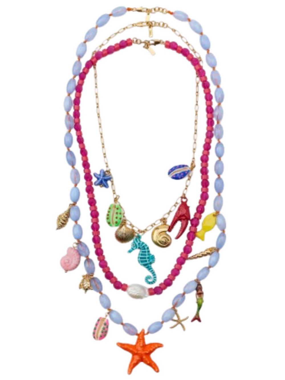 Nwt- Zara-Pack Of 3 Marine Charm Necklaces